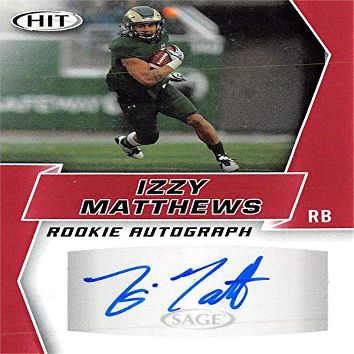 Sports Memorabilia Autograph Warehouse 572669 Colorado State Rams Izzy Matthews Autographed Football Card - 2019 Sage Hit Red Rookie No.A102