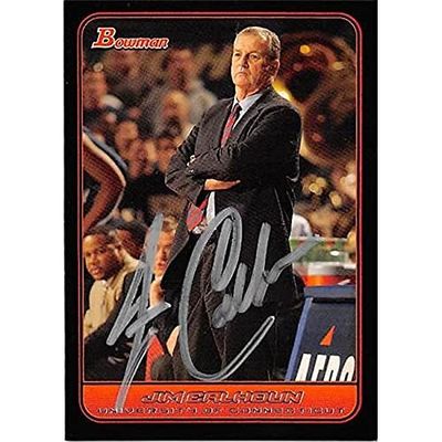 Autograph Warehouse 366548 Jim Calhoun Autographed Basketball Card - 2006 Topps Bowman 113 Silver