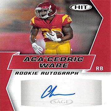 Autograph Warehouse 572667 USC Trojans Acacedric Ware Autographed Football Card - 2019 Sage Hit Red Rookie No.A57