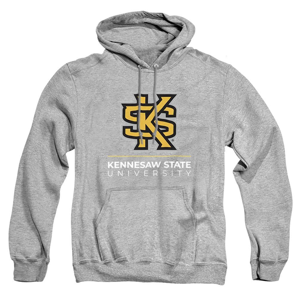 Kennesaw State University Official Logo Unisex Adult Pull-Over Hoodie, Athletic Heather, Medium