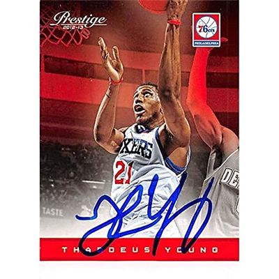 Autograph Warehouse 388493 Thaddeus Young Autographed Basketball Card - Philadelphia 76ers 2012 Panini Prestige No.148