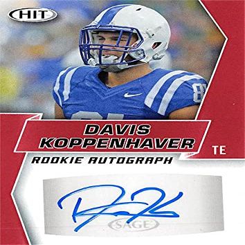 Autograph Warehouse 572674 Duke Blue Devils Davis Koppenhaver Autographed Football Card - 2019 Sage Hit Red Rookie No.A80