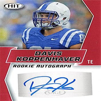 Autograph Warehouse 572674 Duke Blue Devils Davis Koppenhaver Autographed Football Card - 2019 Sage Hit Red Rookie No.A80