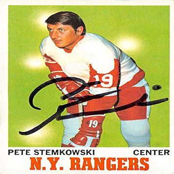 Autograph Warehouse 572697 New York Rangers Pete Stemkowski Autographed Hockey Card - 1970 Topps No.25