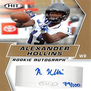 Autograph Warehouse 572677 Eastern Illinois University Alexander Hollins Autographed Football Card - 2019 Sage Hit Gold Rookie No.A81 LE 79-100