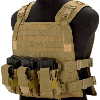 Evike Airsoft - Matrix 600D MOLLE Tact-Vest Tactical Package with Hydration Pouch Pocket (Color: Desert Tan)