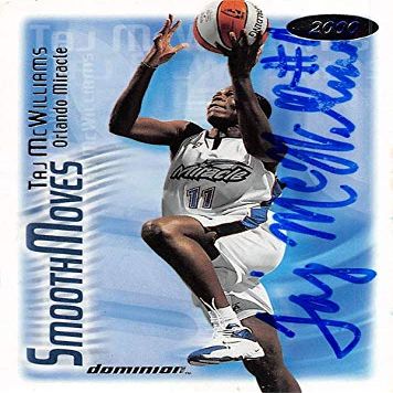 Autograph Warehouse 465911 Taj Mcwilliams Autographed Orlando Miracle Basketball Card 2000 Skybox Dominion No. 159