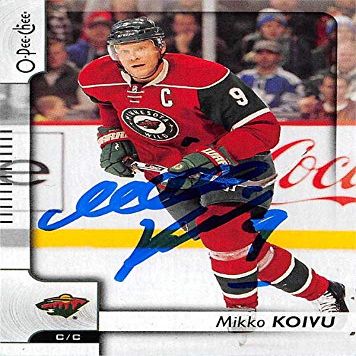 Sports Memorabilia Autograph Warehouse 571550 Minnesota Wild Mikko Koivu Autographed Hockey Card - 2017 O-Pee-Chee No.135