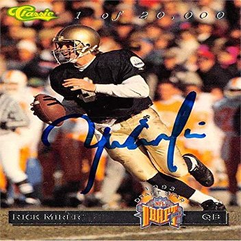 Sports Memorabilia Autograph Warehouse 582962 Notre Dame Fighting Irish Rick Mirer Autographed Football Card - 1993 Classic Draft Rookie No.DS2