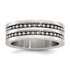 Bonyak Jewelry Stainless Steel Antiqued/Polished Double Row Beaded 8mm Band in Stainless Steel view 1
