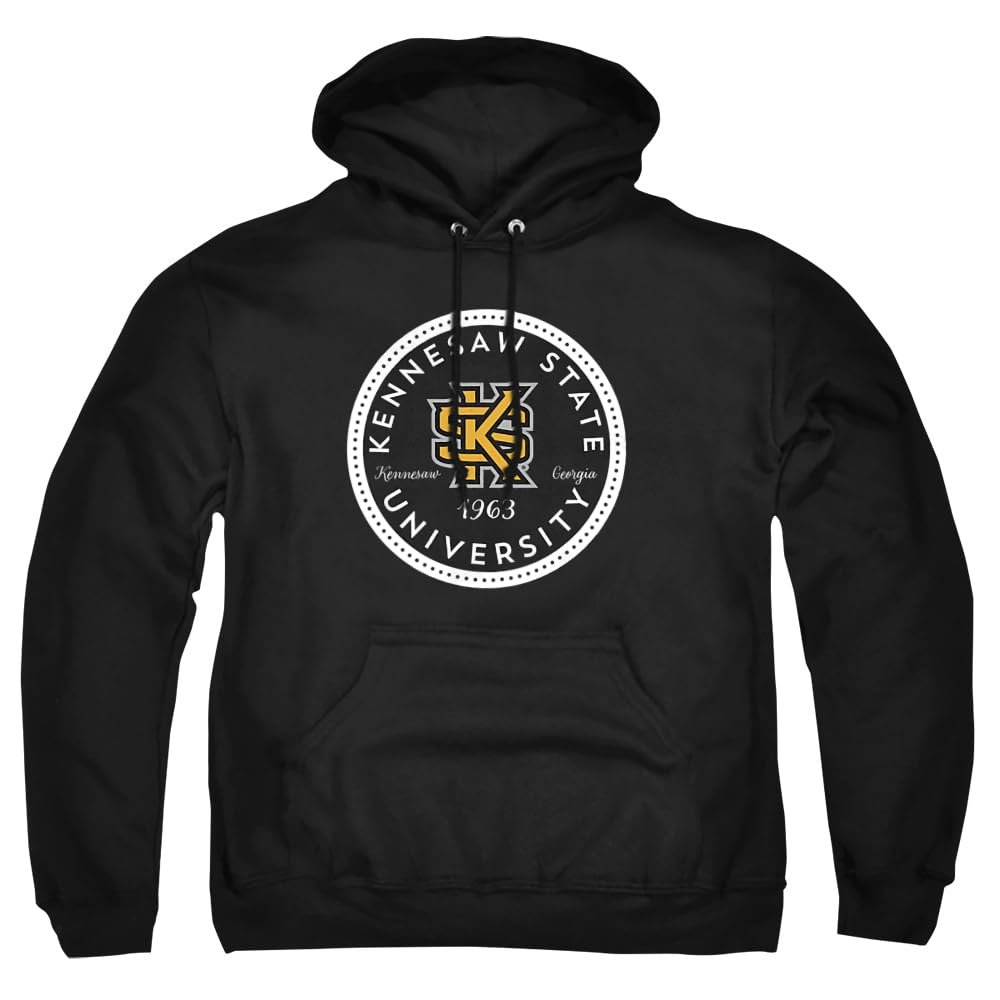 Kennesaw State University Official Plaid Badge Unisex Adult Pull-Over Hoodie, Black, 3X-Large