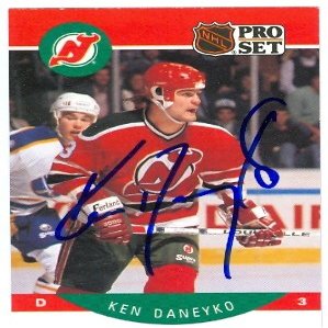 Sports Memorabilia Autograph Warehouse 377681 Ken Daneyko Autographed Hockey Card - New Jersey Devils Stanley Cup Hero 1990 Pro Set No.165