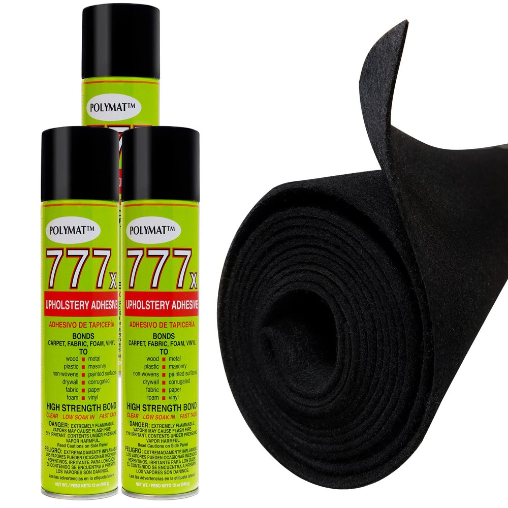 12ft x 45in Black S60 Polymat+3 CANS 777 Glue for Boat Lift & Trailer BUNK Liner