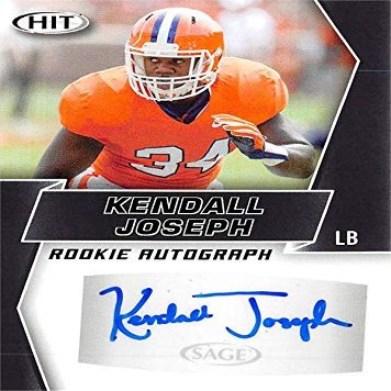 Autograph Warehouse 572661 Clemson Tigers Kendall Joseph Autographed Football Card - 2019 Sage Hit Rookie No.A62
