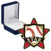 Baseball Star Pins, Baseball Star Pin With Blue Velvet Presentation Case, 30 Pack view 1