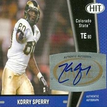 Autograph Warehouse 582885 Colorado State Kory Sperry Autographed Football Card - 2009 Sage Hit Black Rookie No.A105