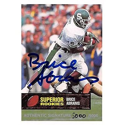 Autograph Warehouse 444610 Brice Abrams Autographed Football Card 1994 Superior Rookies No. 11 for Michigan State Spartans