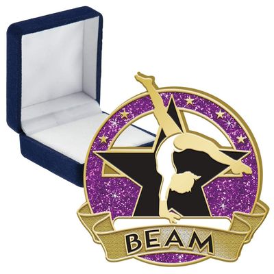 Gym Glitter Beams Pins, Gym Glitter Beams Pin With Blue Velvet Presentation Case, 50 Pack