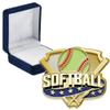 Softball Glitter Turf Pins, Softball Glitter Turf Pin With Blue Velvet Presentation Case, 50 Pack view 1