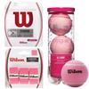 Wilson Pink Pro Accessory Starter Pack - Bundle with A Set of Wilson Synthetic Gut Power 16g Pink Tennis String, 3-Pack Pink Pro Overgrip, 3-Ball Can Intrigue All Court Tennis Balls view 1