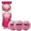Wilson Pink Pro Accessory Starter Pack - Bundle with A Set of Wilson Synthetic Gut Power 16g Pink Tennis String, 3-Pack Pink Pro Overgrip, 3-Ball Can Intrigue All Court Tennis Balls view 4