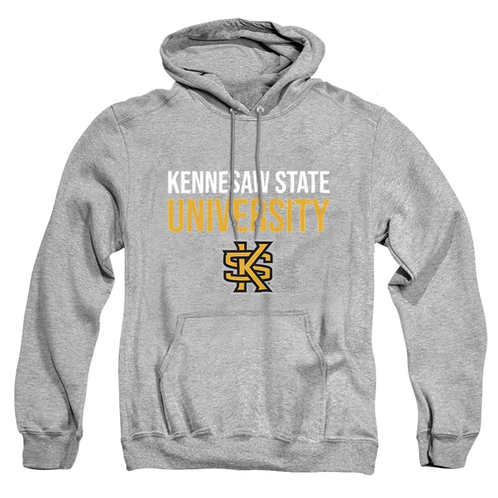 Kennesaw State University Official Stacked Unisex Adult Pull-Over Hoodie, Athletic Heather, 3X-Large