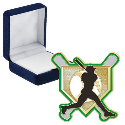 Baseball Homeplate Pins, Baseball Homeplate Pin With Blue Velvet Presentation Case, 50 Pack