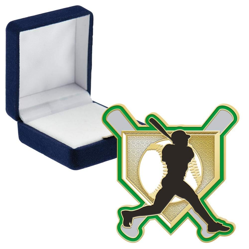 Baseball Homeplate Pins, Baseball Homeplate Pin With Blue Velvet Presentation Case, 50 Pack