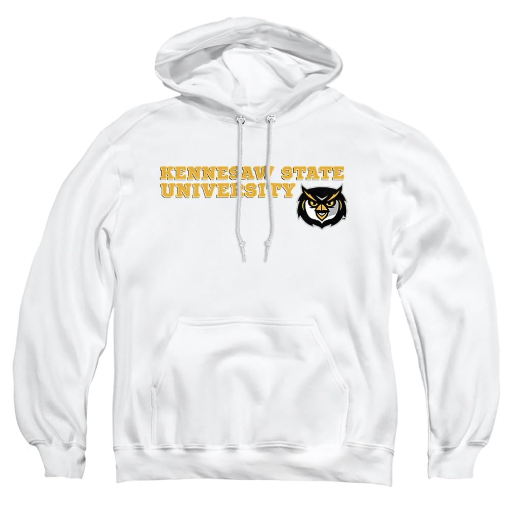 Kennesaw State University Official Institutional Block Text Unisex Adult Pull-Over Hoodie, White, 3X-Large