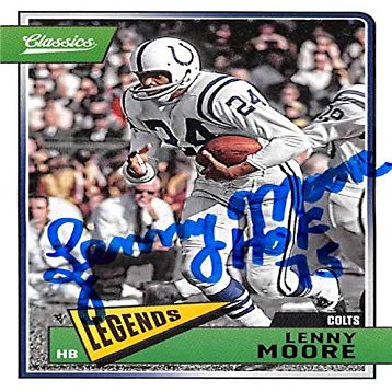 Sports Memorabilia Autograph Warehouse 582922 Baltimore Colts Lenny Moore Autographed Football Card - 2018 Panini Classics No.160HOF 75
