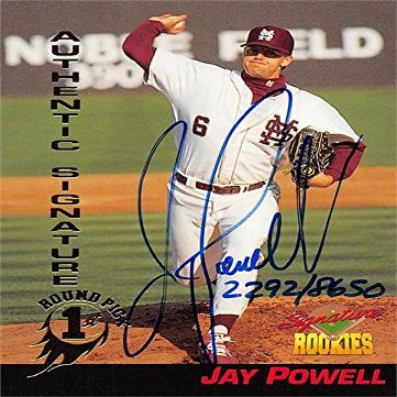 Autograph Warehouse 465399 Jay Powell Autographed Baseball Card44; 1994 Signature Rookies No. 36