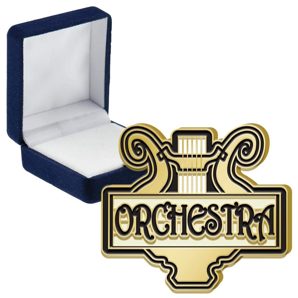 Orchestra Enamel Pins, Orchestra Enamel Pin With Blue Velvet Presentation Case, 50 Pack