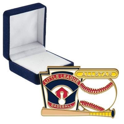 Little League Allstar Pins, Little League Allstar Pin With Blue Velvet Presentation Case, 50 Pack