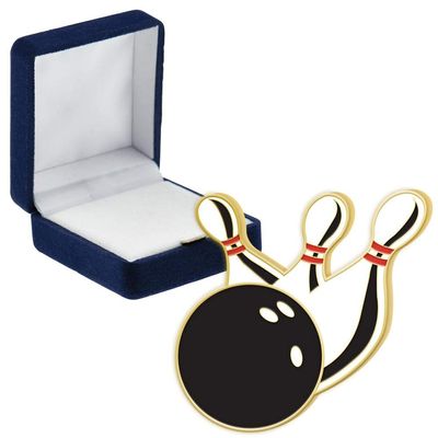 Bowling Enamel Pins, Bowling Enamel Pin With Blue Velvet Presentation Case, 30 Pack