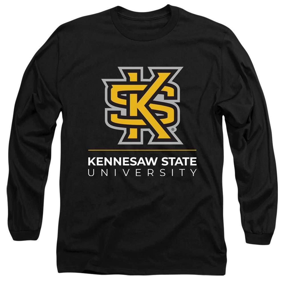 Kennesaw State University Official Logo Unisex Adult Long-Sleeve T Shirt, Black, Small