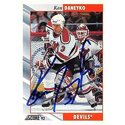 Autograph Warehouse 377670 Ken Daneyko Autographed Hockey Card - New Jersey Devils 67 1992 Score No.53