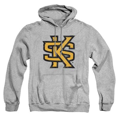 Kennesaw State University Official Distressed Primary Logo Unisex Adult Pull-Over Hoodie, Athletic Heather, 3X-Large