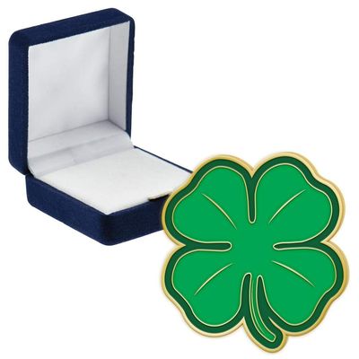 Four Leaf Clover Pins, Four Leaf Clover Pin With Blue Velvet Presentation Case, 50 Pack