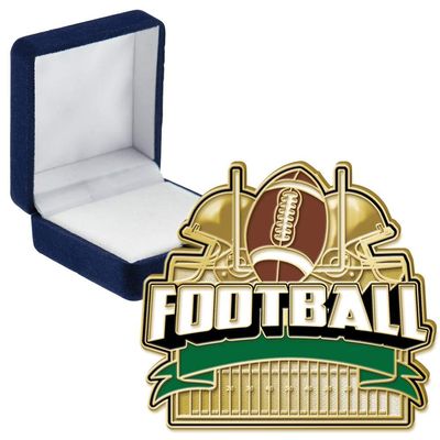 Football Shield Turf Pins, Football Shield Turf Pin With Blue Velvet Presentation Case, 50 Pack