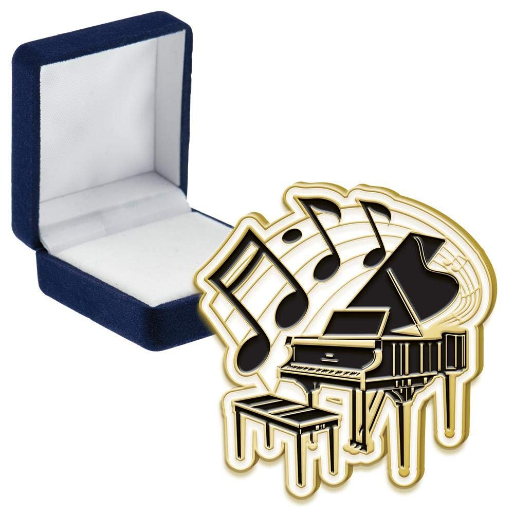 Piano Enamel Pins, Piano Enamel Pin With Blue Velvet Presentation Case, 50 Pack