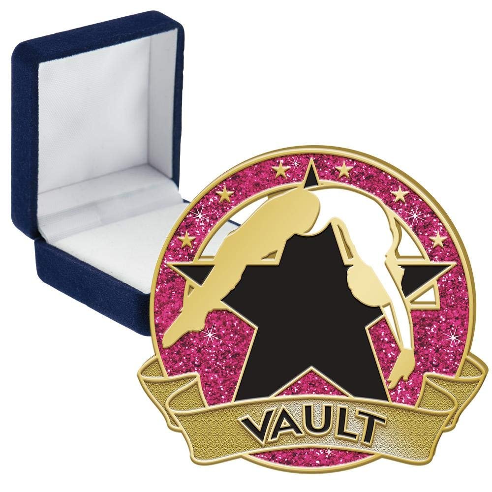 Gym Glitter Vault Pins, Gym Glitter Vault Pin With Blue Velvet Presentation Case, 50 Pack