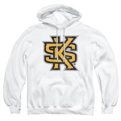 Kennesaw State University Official Distressed Primary Logo Unisex Adult Pull-Over Hoodie, White, 3X-Large