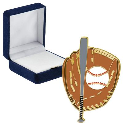 Baseball Enamel Pins, Baseball Enamel Pin With Blue Velvet Presentation Case, 30 Pack