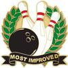 Crown Awards Bowling Most Improved Pins, Bowling Most Improved Pin with Blue Velvet Presentation Case, 30 Pack, Prime view 1