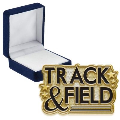 Track And Field Pins, Track And Field Pin With Blue Velvet Presentation Case, 50 Pack