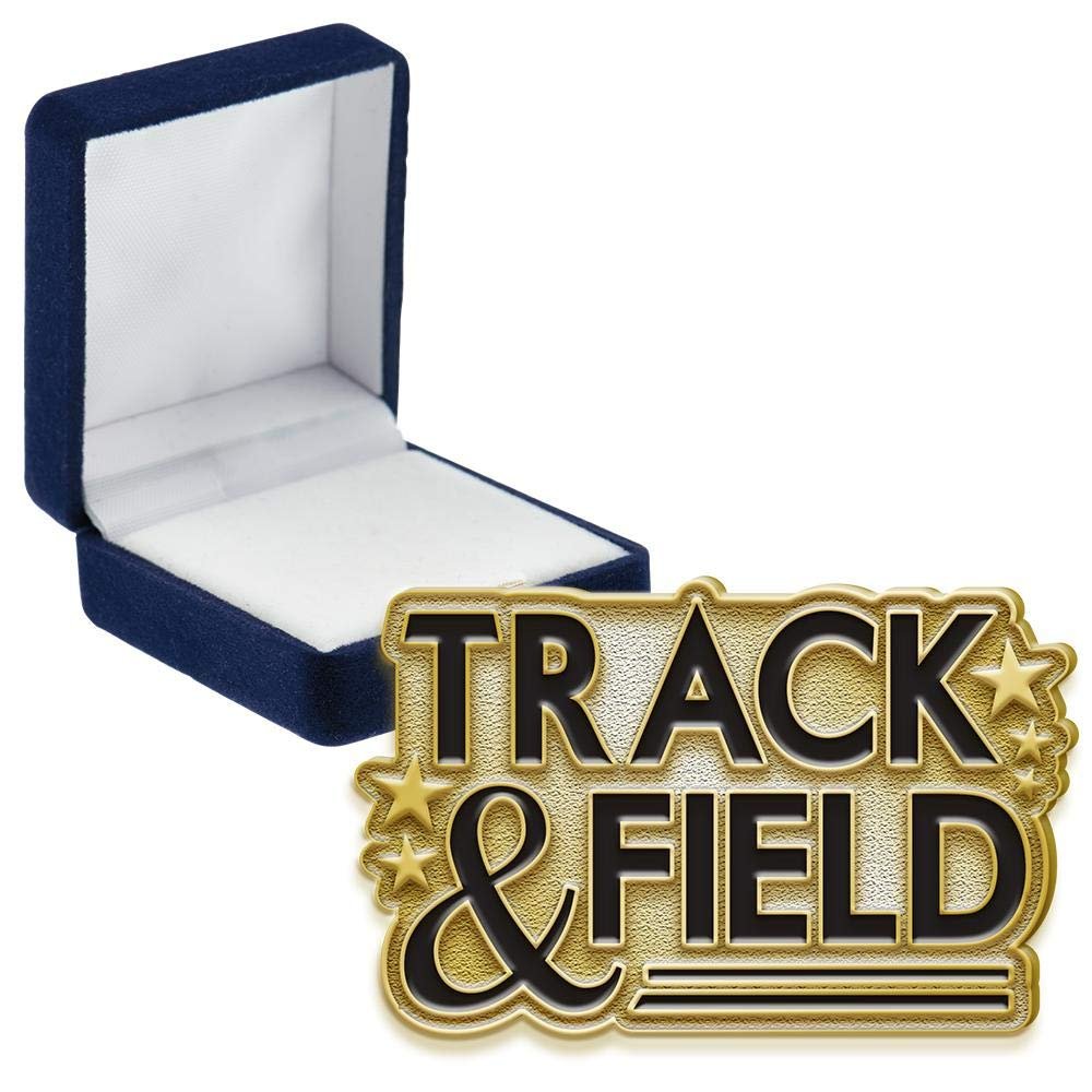 Track And Field Pins, Track And Field Pin With Blue Velvet Presentation Case, 50 Pack