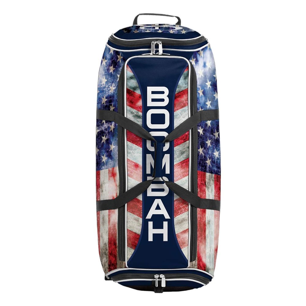 Boombah Brute Rolling Bat Bag 2.0-35" x 15" x 12-1/2" - Old Glory Navy/Red/White - Holds 4 Bats and Room for Gear - Wheeled Bag