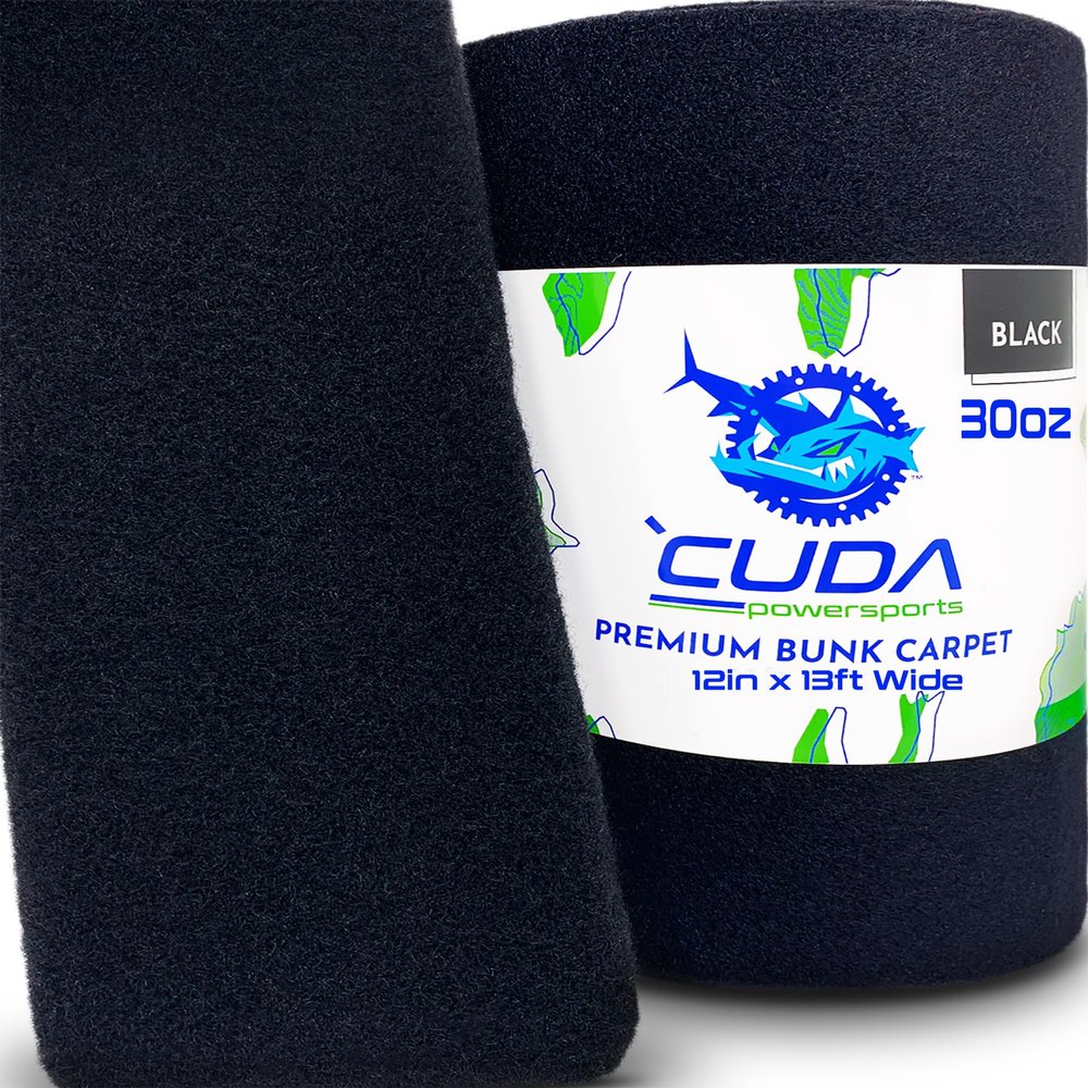 Cuda Boat Trailer Bunk Carpet 12 Inch Wide x 13ft-New Premium 30 Oz Roll- Cuda Bunk Carpet for Boat Trailers Parts Accessories Black Lift Runners Covers Waterproof