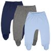 123 Bear Baby Soft Cotton Spandex Pants with Feet Multipack (Blue, 3-6 Months) view 1