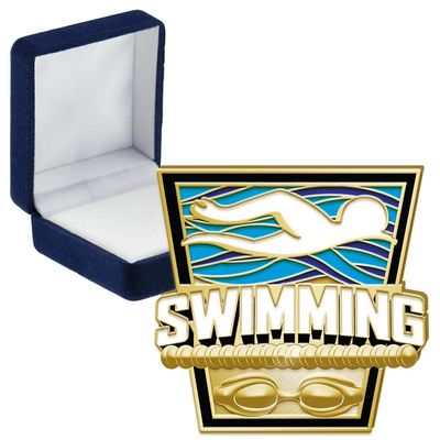 Swimming Turf Pins, Swimming Turf Pin With Blue Velvet Presentation Case, 100 Pack